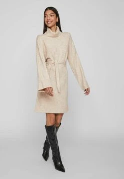 Vila Vimalina Rollneck - Gebreide Jurk - Natural Melange