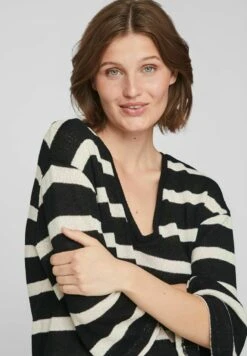 Vila Mit 3/4-Ärmeln Gestreiftes - Trui - Black -Vila fa675db1b8d44c329bd31d7b1c552e91